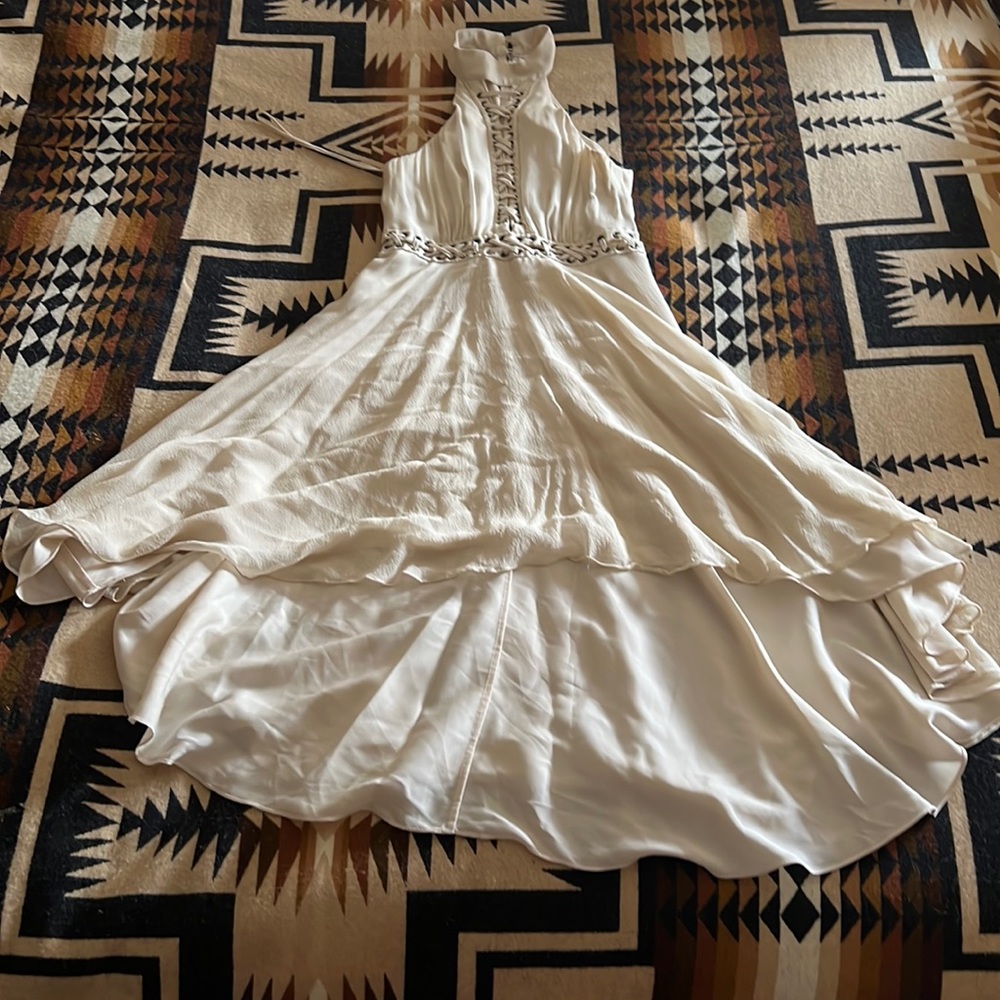 Haute hippie high low boho style halter dress